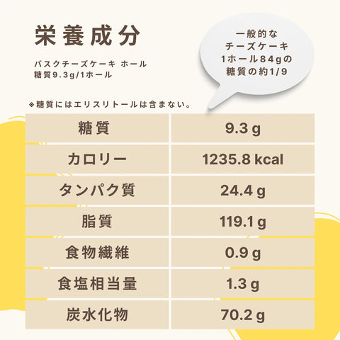 【送料・バレンタインパッケージ込】バスクチーズケーキ ホール 糖質9.3g/1ホール