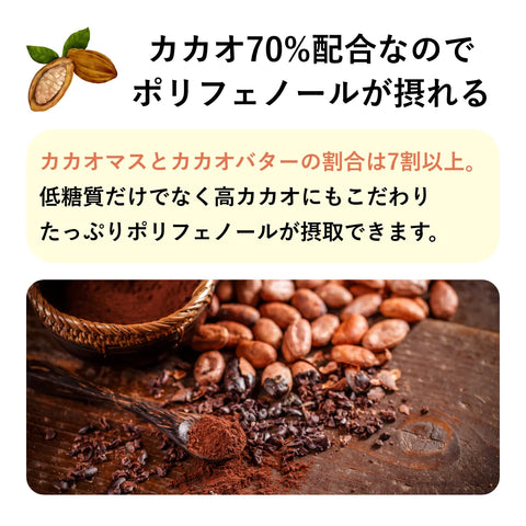 フスボンチョコは70パーセント以上の高カカオ配合